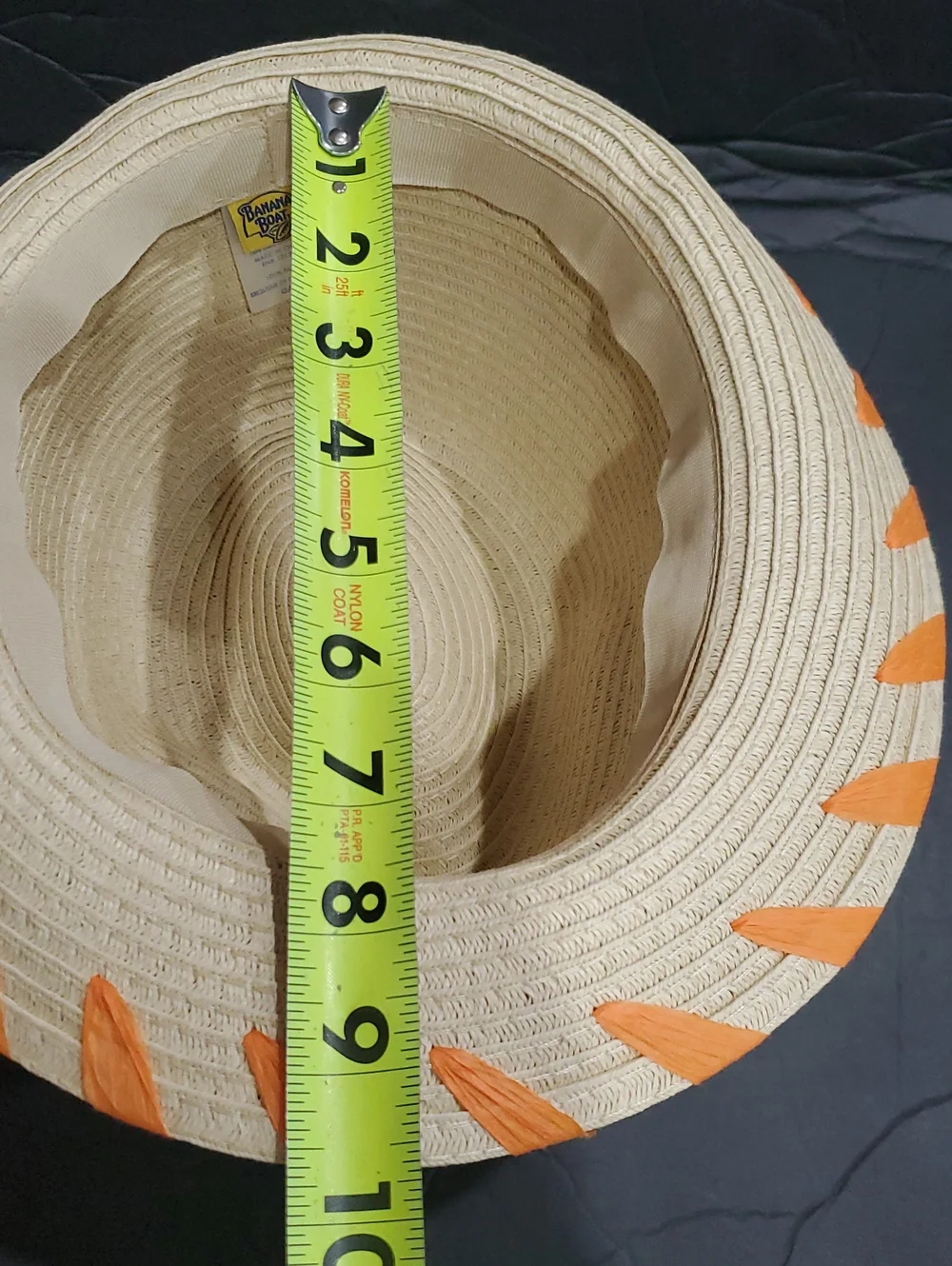 Banana Boat beige and orange whipstitch style trim upf50+ raffia fedora sun hat
